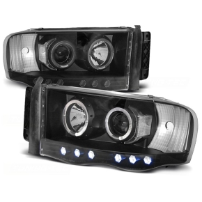 Scheinwerfer Angel Eyes LED schwarz passt für Dodge RAM ab 2002 - 2006