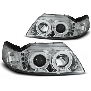 Scheinwerfer Angel Eyes LED chrom passt für Ford Mustang III ab 1998-2004