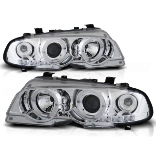 Scheinwerfer Angel Eyes LED chrom passt für BMW 3er E46 Coupe / Cabrio ab 99-03