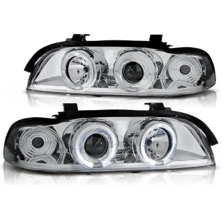 Scheinwerfer CCFL Angel Eyes Chrom Halogen passt für BMW 5er E39 ab 95-04