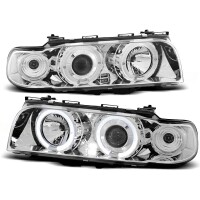 LED Angel Eyes Scheinwerfer Set Chrom H1 gallery