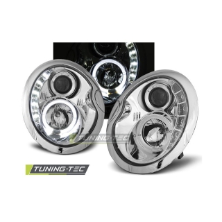 Scheinwerfer Tagfahrlicht Design LED chrom passt für Mini Cooper ab 2001 - 2006