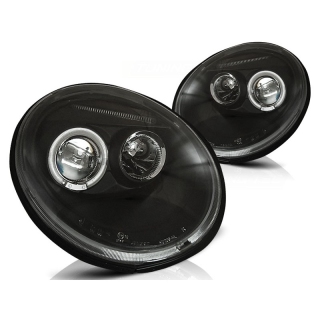 Scheinwerfer Angel Eyes LED schwarz passt für VW New Beetle ab 1998 - 2005