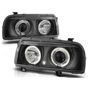 Scheinwerfer Angel Eyes LED schwarz passt für VW Vento ab 1992 - 1998