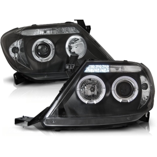 Scheinwerfer Angel Eyes LED schwarz passt für Toyota Hilux ab 2005 - 2011