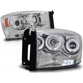 Scheinwerfer Angel Eyes LED chrom passt für Dodge RAM ab 2006 - 2008