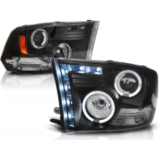 Scheinwerfer Angel Eyes LED schwarz passt für Dodge RAM ab 2009 - 2018