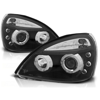 Scheinwerfer Angel Eyes LED schwarz passt für Renault Clio 2 ab 2001 - 2005