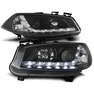 Scheinwerfer Tagfahrlicht Design LED schwarz passt für Renault Megane 2 ab 02-05