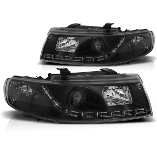 Scheinwerfer Tagfahrlicht Design LED schwarz passt für Seat Leon/Toledo ab 99-04