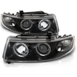 Scheinwerfer Angel Eyes LED schwarz passt für Seat Leon 1M/Toledo ab 1999 - 2004