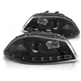 Scheinwerfer Tagfahrlicht Design LED schwarz passt für Seat Ibiza 6L ab 02-08