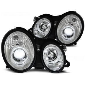 Scheinwerfer Angel Eyes LED chrom passt für Mercedes Benz CLK W208 ab 97-02