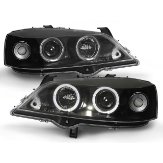 Scheinwerfer Angel Eyes LED schwarz passt für Opel Astra G ab 1998 - 2004