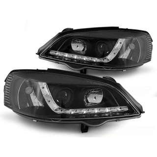 Scheinwerfer Tagfahrlicht Design LED schwarz passt für Opel Astra G ab 1998-2004