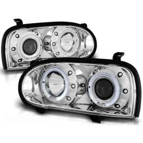 Scheinwerfer Angel Eyes LED chrom passt für VW Golf...