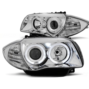 Scheinwerfer Angel Eyes LED chrom passt für BMW 1er...