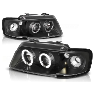 Oneblock Angel Eyes Scheinwerfer Set Schwarz H1/H1 für Audi A3 (8L) 96-00