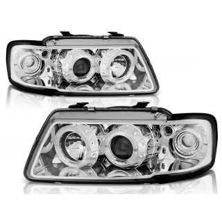 Scheinwerfer SET Chrom Angel Eyes Klarglas passt für Audi A3 8L ab 1996-2000