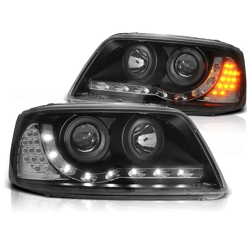 Scheinwerfer Tagfahrlicht Design LED schwarz+Blinker passt für VW