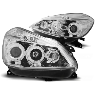 Scheinwerfer LED Angel Eyes passt für Renault Clio 3 ab 2005-2009 in Chrom