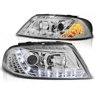 Scheinwerfer Tagfahrlicht Design LED chrom+Blinker passt für VW Passat ab 00-05