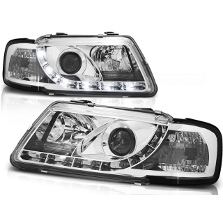 Scheinwerfer SET + LED Chrom Klarglas passt für Audi A3 8L Vorfacelift 1996-2000