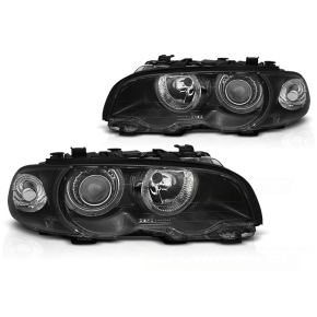 LED Scheinwerfer Angel Eyes passt für BMW 3er E46 Coupe/Cabrio ab 1999 Schwarz