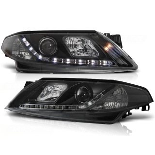 Scheinwerfer LED Tagfahrlicht passt für Renault Laguna 2 ab 2001-2005 Schwarz