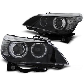 Xenon Scheinwerfer CCFL Angel Eyes passt für BMW 5er E60/E61 2003-2007 schwarz