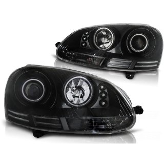 CCFL Scheinwerfer mit Angel Eyes passt für VW Golf 5 ab 2003-2009 in Schwarz