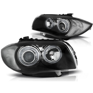 Scheinwerfer LED Angel Eyes passt für BMW 1 E81/E82/E87/E88 ab 2004-2011 schwarz