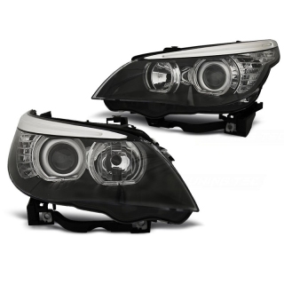 Scheinwerfer LED Angel Eyes passt für BMW 5er ab E60/E61 ab 2003-2007 schwarz