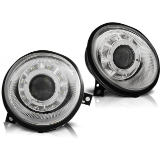 Scheinwerfer mit LED Angel Eyes passt für VW Lupo ab 1998-2005 in Chrom