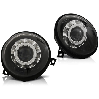 Scheinwerfer mit LED Angel Eyes passt für VW Lupo ab 1998-2005 in Schwarz