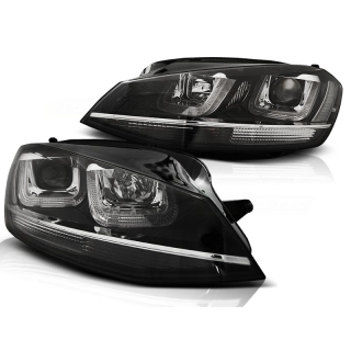 Scheinwerfer mit LED Tagfahrlicht passt für VW Golf 7 ab 2012-2017 schwarz/chrom