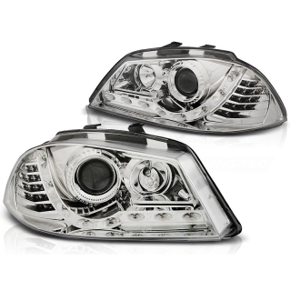 Scheinwerfer LED Tagfahrlicht/Blinker passt für Seat Ibiza 6L ab 2002-2008 Chrom