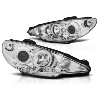 CCFL Scheinwerfer Angel Eyes passt für Peugeot 206 ab 2002-2014 in Chrom