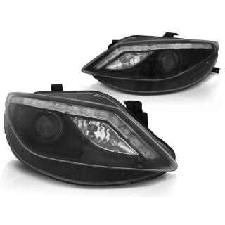 Scheinwerfer LED Tagfahrlicht/Blinker passt für Seat Ibiza 6J ab 2008-12 Schwarz