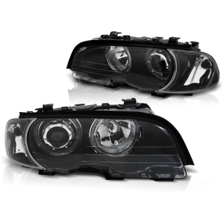 Scheinwerfer LED Angel Eyes schwarz passt für BMW 3er E46 Coupe / Cabrio ab 1999