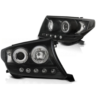 Scheinwerfer LED Angel Eyes passt für Toyota Land Cruiser FJ200 2007-12 Schwarz