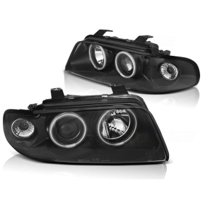 LED Angel Eyes Scheinwerfer SET Schwarz CCFL passt für Audi A4 B5 ab 1994-1999