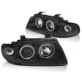 LED Angel Eyes Scheinwerfer SET Schwarz CCFL passt...