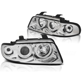 LED Angel Eyes Scheinwerfer SET Chrom CCFL passt für Audi A4 B5 ab 1994-1999