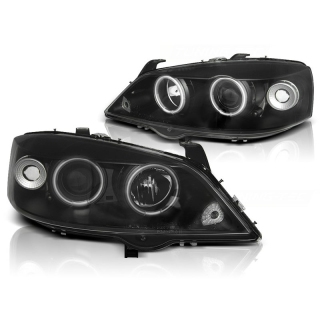 CCFL Scheinwerfer Angel Eyes passt für Opel Astra G ab 1998-2004 in Schwarz