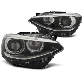 Scheinwerfer LED Angel Eyes passt für BMW 1er F20/F21 ab 2011-2014 in schwarz