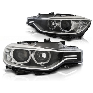 Scheinwerfer mit LED Angel Eyes passt für BMW 3er F30/F31 ab 2011-2015 Schwarz