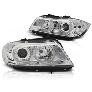 Xenon Scheinwerfer LED Angel Eyes passt für BMW 3er E90/E91 ab 2005-2008 Chrom