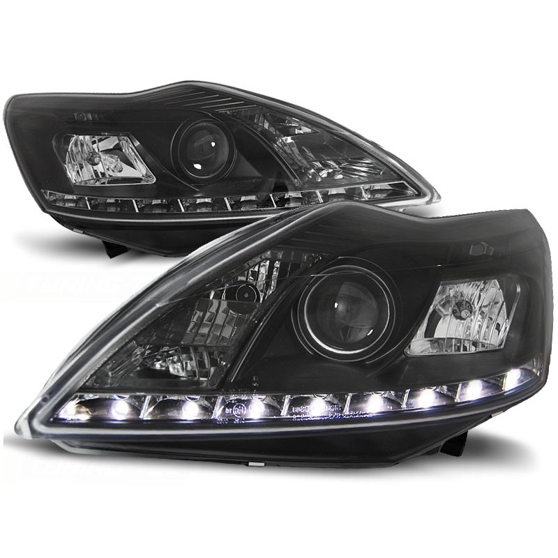 Scheinwerfer LED Tagfahrlicht passt für Ford Focus 2 Facelift ab 2008 Schwarz