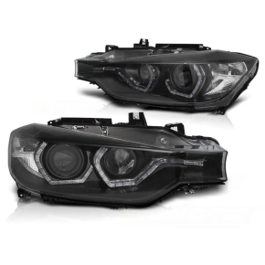 Scheinwerfer mit LED Angel Eyes passt für BMW 3er F30/F31 ab 2011-2015 Schwarz